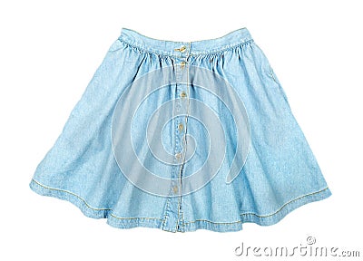 Fashionable short blue denim skirt Stock Photo