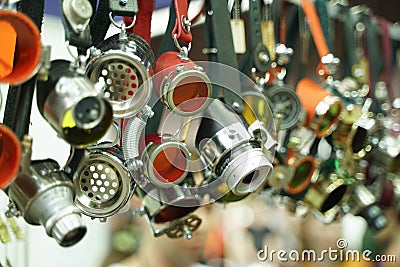 Fashionable steam punk goggles accessories collection Stock Photo