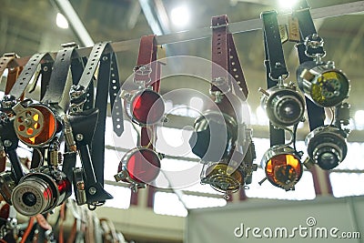 Fashionable steam punk goggles accessories collection Stock Photo