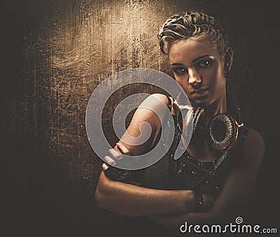 Fashionable steampunk girl Stock Photo