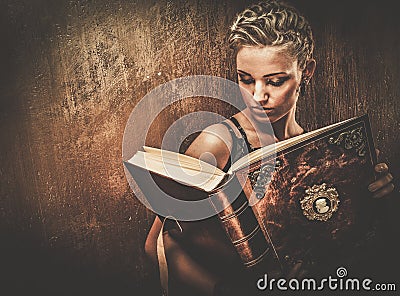 Fashionable steampunk girl Stock Photo