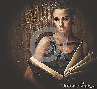 Fashionable steampunk girl Stock Photo