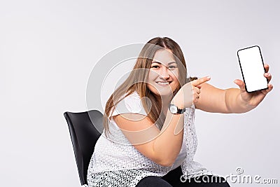 Fashionable, stylish woman in casual wear on gray background. Bodypositive character, feminism, loving herself, beauty Stock Photo