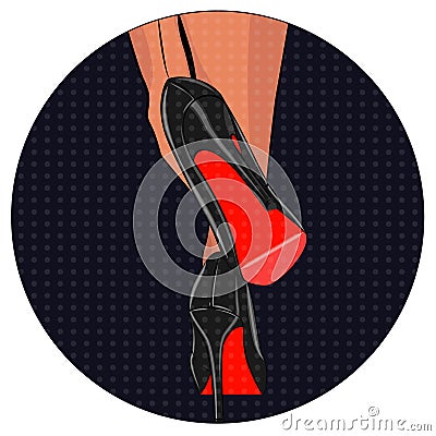 Fashionable. Stylish woman. Vector illustration of a girl on high heels. Glamour. Legs in shoes. Female high heels. Women. Vogue Vector Illustration