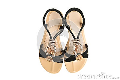 Fashionable suede black summer sandals Stock Photo