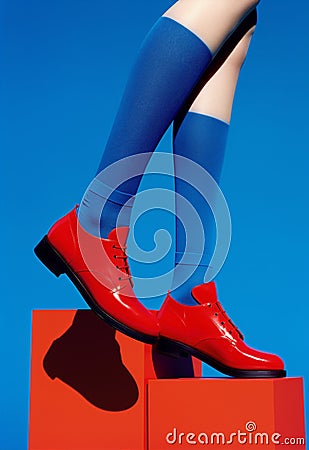 Fashionable woman shoe red Stock Photo