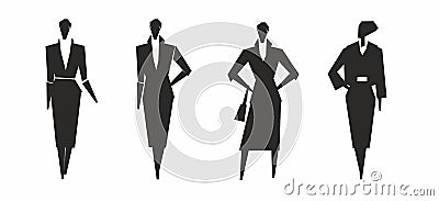 Fashionable women silhouettes. Corner graphics for badges, icons, logos Vector Illustration