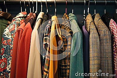 Fashionista styling and showcasing second-hand or vintage pieces. Stock Photo