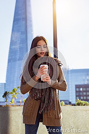 Fashionista woman in outdoors London, UK Stock Photo