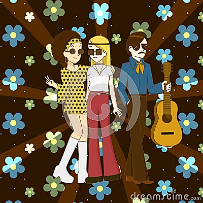 Fashions of the 1960s and 1970s Vector Illustration