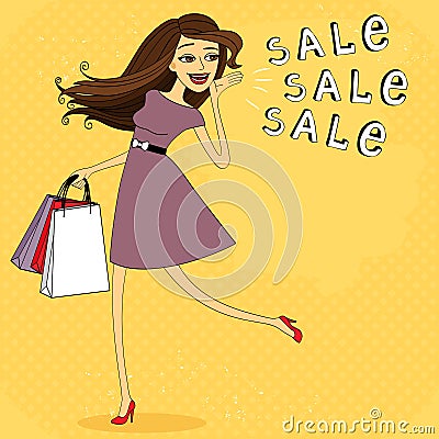 Fasion sale girl Vector Illustration