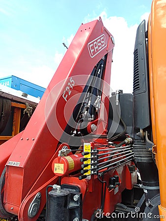 FASSI F215 KNUCKLE BOOM CRANE Editorial Stock Photo