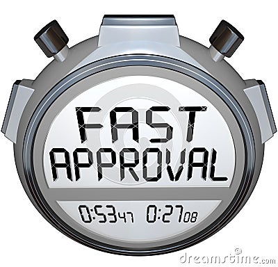 Fast Approval Words Stopwatch Timer Approved Loan Mortgage Credit Stock Photo