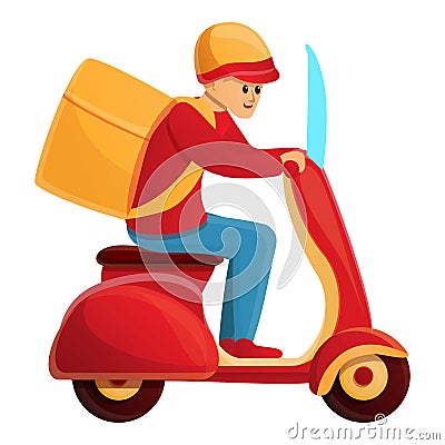 Fast bike delivery icon, cartoon style Vector Illustration