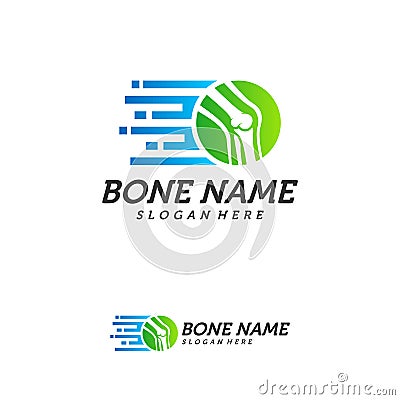 Fast Bone logo design vector, Pixel Bone concept symbol, Knee Tech icon, Knee logo template, Creative design Vector Illustration