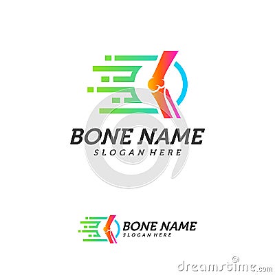 Fast Bone logo design vector, Pixel Bone concept symbol, Knee Tech icon, Knee logo template, Creative design Vector Illustration