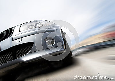 Fast car moving with motion blur Stock Photo