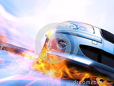 Fast car moving with motion blur Stock Photo