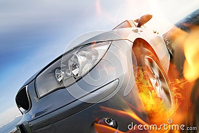 Fast car moving with motion blur Stock Photo