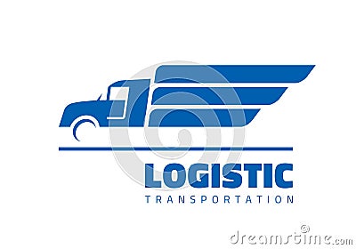 Fast car truck silhouette concept business logo template vector illustration. Speed delivery cargo abstract sign. Transport creati Vector Illustration