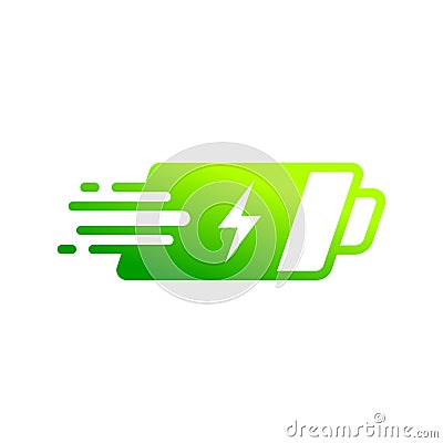 Fast charging battery status, Electric charge icon, Power energy indicator Vector Illustration