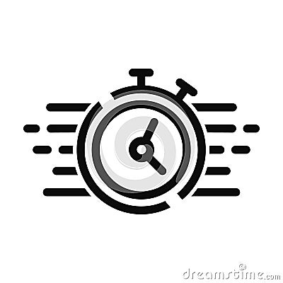 Fast Clock Vector Icon, Fast Service Icon, Quick And Speedy Face Clock, Fast Delivery Sign Vector With Timer, Time Management Vector Illustration