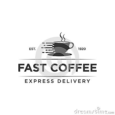 Fast coffee logo design Vector Illustration
