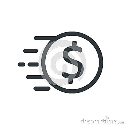 Fast coin dollar icon â€“ vector Vector Illustration