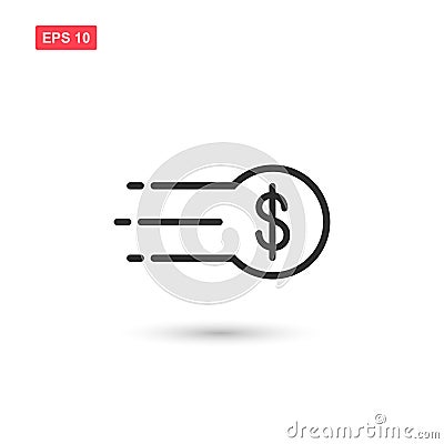 Fast coin dollar icon vector design isolated Vector Illustration