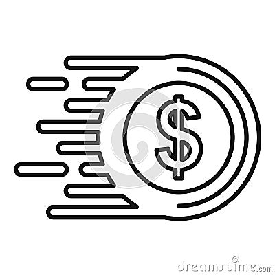 Fast coin money transfer icon, outline style Vector Illustration
