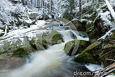 Jedlova creek during winter time Stock Photo