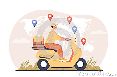 Fast delivery on earth Cartoon Illustration