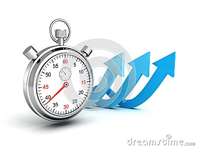 Fast delivery icon. Stopwatch with blue arrows Cartoon Illustration