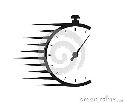 Fast delivery icon with timer. Fast stopwatch line icon. Fast delivery shipping service sign. Speed clock symbol urgency, deadline Vector Illustration