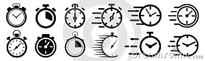 Fast delivery icon with timer. Fast stopwatch line icon. Fast delivery shipping service sign. Speed clock symbol urgency, deadline Stock Photo