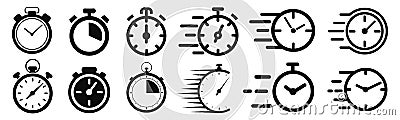 Fast delivery icon with timer. Fast stopwatch line icon. Fast delivery shipping service sign. Speed clock symbol urgency, deadline Stock Photo