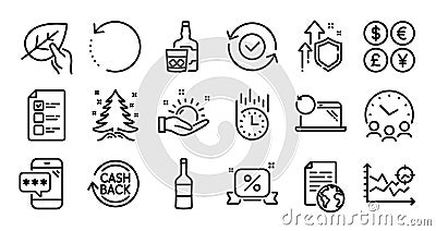 Fast delivery, Internet document and Whiskey glass line icons set. Vector Vector Illustration