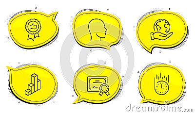 3d chart, Head and Positive feedback icons set. Fast delivery sign. Vector Vector Illustration