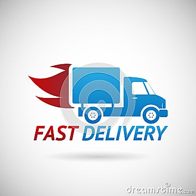 Fast Delivery Symbol Shipping Truck Silhouette Vector Illustration