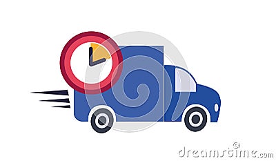 Fast delivery truck. Express delivery, quick move. Transport services concept. Fast shipping trucks for apps and websites. Cartoon Illustration