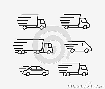 Fast delivery truck icon set. Transport, transportation vector Vector Illustration