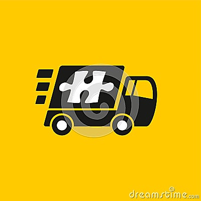 Fast delivery. Truck icon on yellow background Vector Illustration