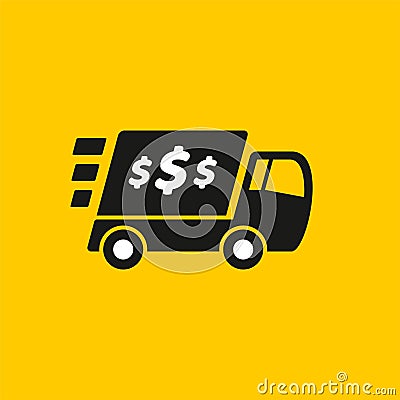 Fast delivery. Truck icon on yellow background Vector Illustration