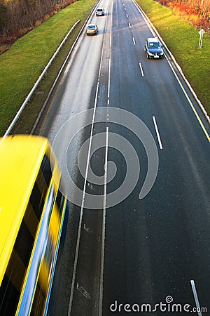 Fast driving cars on road Stock Photo