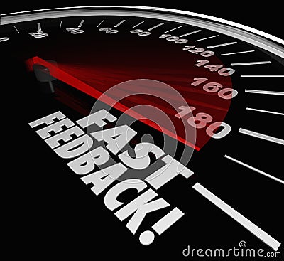 Fast Feedback Words Speedometer Instant Answer Reply Response Stock Photo