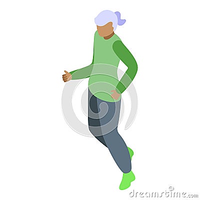 Fast female running icon isometric vector. Senior pensioner Stock Photo