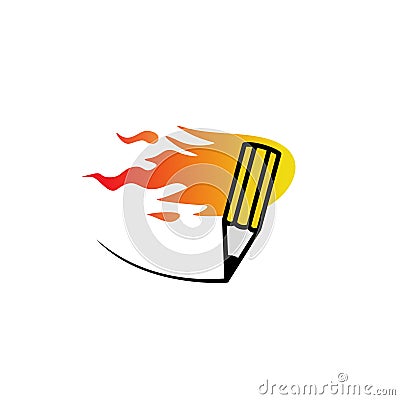 Fast fire pencil logo Vector Illustration