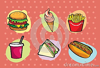 Fast Food Cartoon Illustration