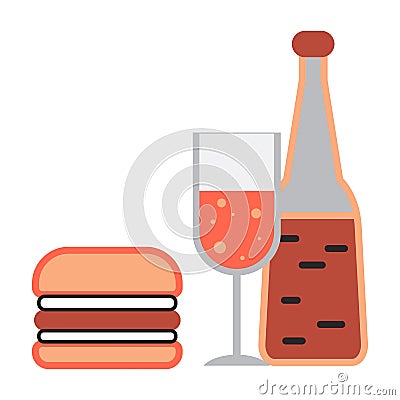 Fast food alcohol icon, cartoon style Vector Illustration