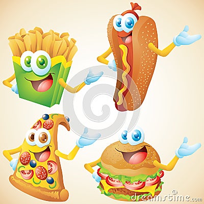 Fast food character set Vector Illustration